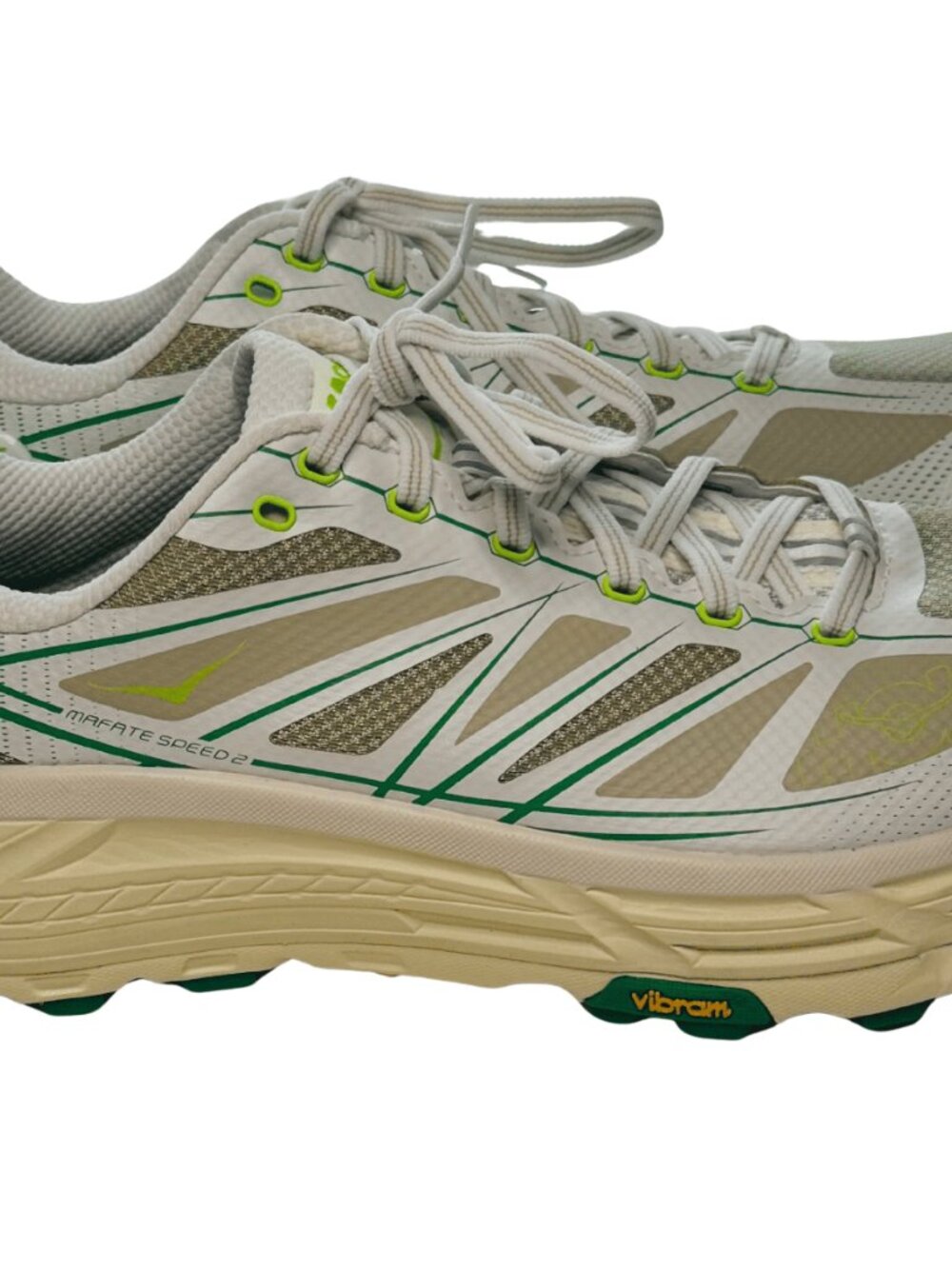 Hoka One One Mafate Speed 2 Trail Running Shoes Mens Size 12 White Green 1126851 - Picture 2 of 5